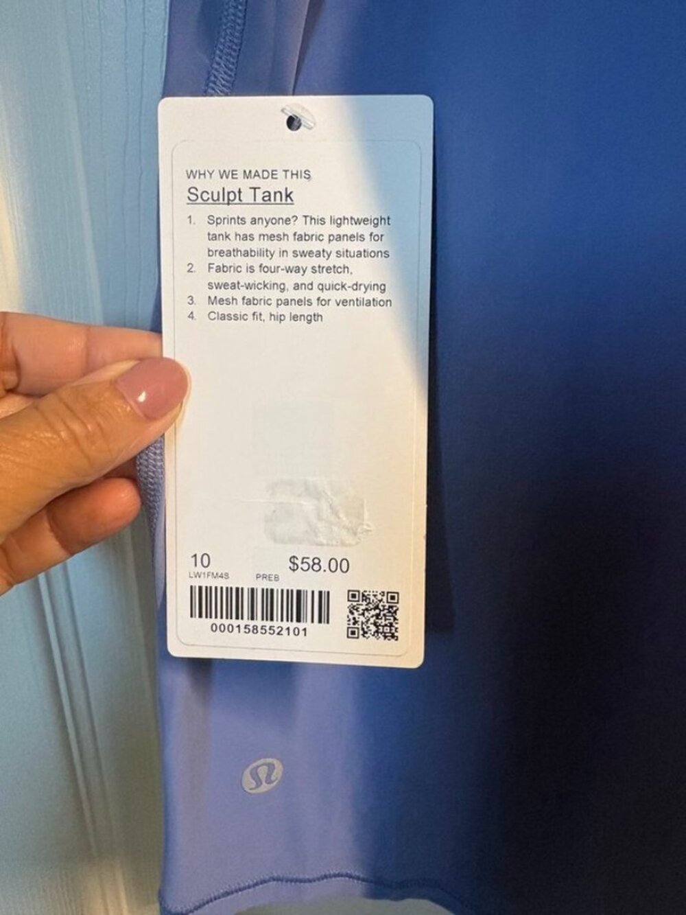 NWT Lululemon Sculpt Tank in prep blue (Lavender) Size 10 (Women's)